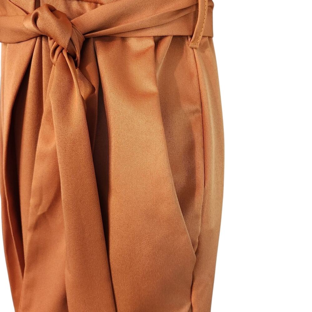 Favlux solid belted faux wrap dress golden yellow size S - Picture 5 of 10